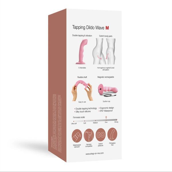 Насадка для страпону з подвійною точковою пульсацією Strap-On-Me Tapping Dildo Wave Coral Pink SO9622 фото