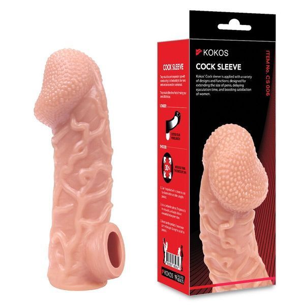 Насадка на член, потовщувальна, стимулюючий рельєф, розмір M - Kokos Cock Sleeve CS 006 M SX1461 фото